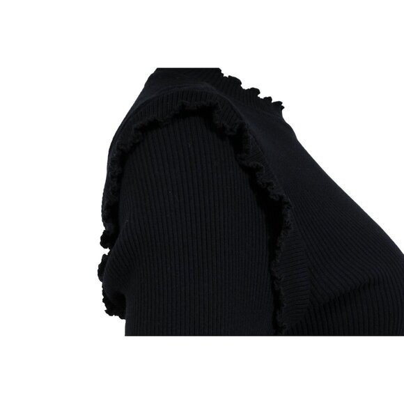 Current/Elliott Womens Ribbed Sweater Medium Navy Black Cotton Long Sleeve - Picture 8 of 12